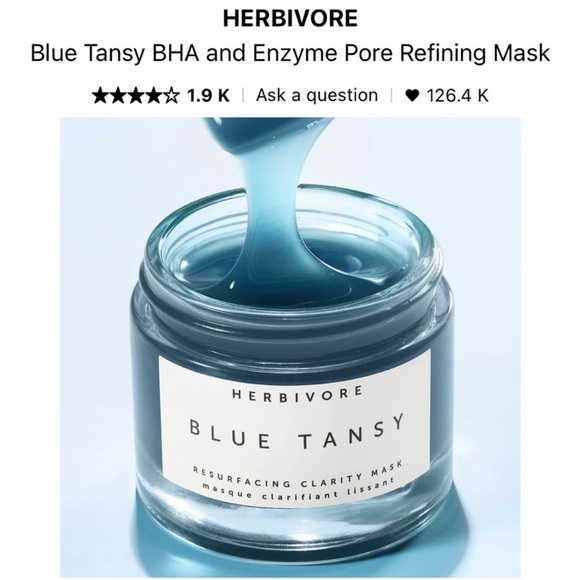 🆕 HERBIVORE Blue Tansy Invisible Pores Resurfacing Clarity Face Mask BOTANICALS - Picture 3 of 8